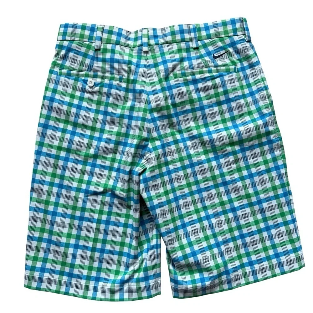 Nike Golf Men's Plaid Dri-Fit Checked Chino Shorts Size 32 M Green & Blue Casual - Picture 5 of 7